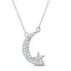 Thumbnail Image 1 of Cubic Zirconia Crescent Moon and Star Necklace in Sterling Silver