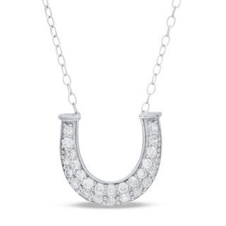 Cubic Zirconia Horseshoe Necklace in Sterling Silver