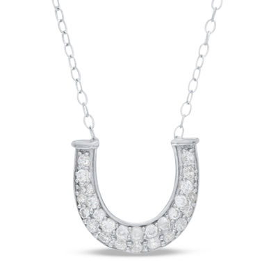 Cubic Zirconia Horseshoe Necklace in Sterling Silver