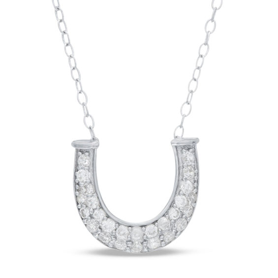 Cubic Zirconia Horseshoe Necklace in Sterling Silver
