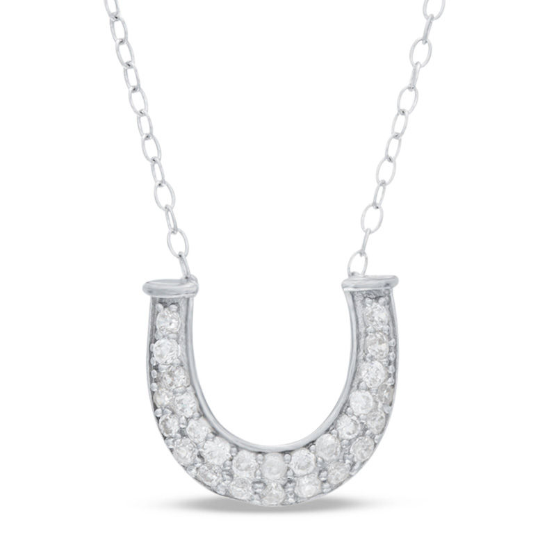 Main Image 1 of Cubic Zirconia Horseshoe Necklace in Sterling Silver