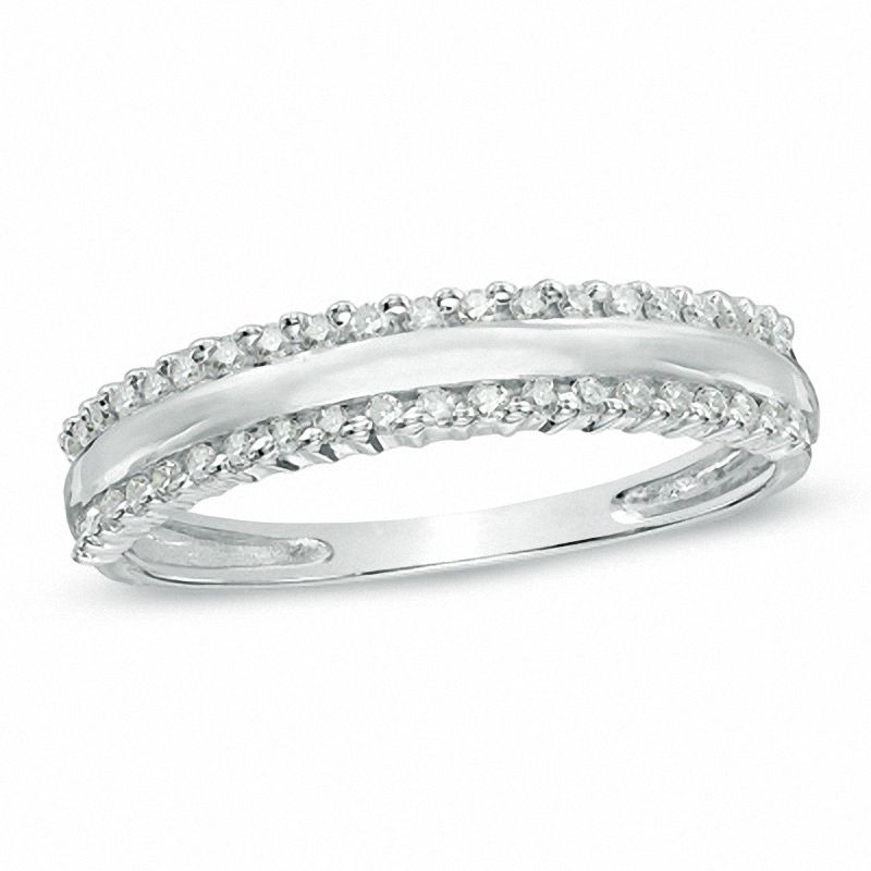 1/5 CT. T.W. Diamond Edge Anniversary Band in Sterling Silver - Size 7