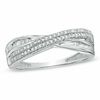 Thumbnail Image 0 of 1/5 CT. T.W. Baguette and Round Diamond Criss-Cross Anniversary Band in Sterling Silver - Size 7