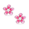 Thumbnail Image 0 of Child's Pink Enamel Flower with Crystal Stud Earrings in Sterling Silver