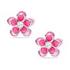 Thumbnail Image 0 of Child's Pink Enamel Flower with Crystal Stud Earrings in Sterling Silver