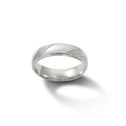 6mm Striped Satin Band in Solid Sterling Silver