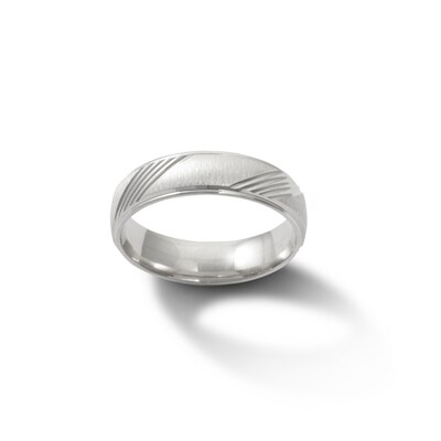 Solid Sterling Silver Striped Satin Comfort Fit Band - Size 10