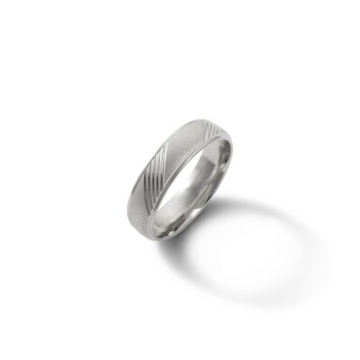 Solid Sterling Silver Striped Satin Comfort Fit Band - Size 10