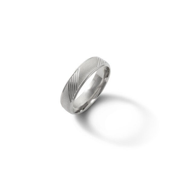 Solid Sterling Silver Striped Satin Comfort Fit Band - Size 10