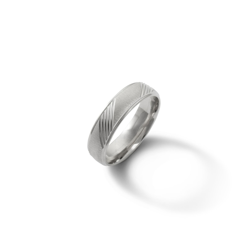 6mm Striped Satin Band in Solid Sterling Silver