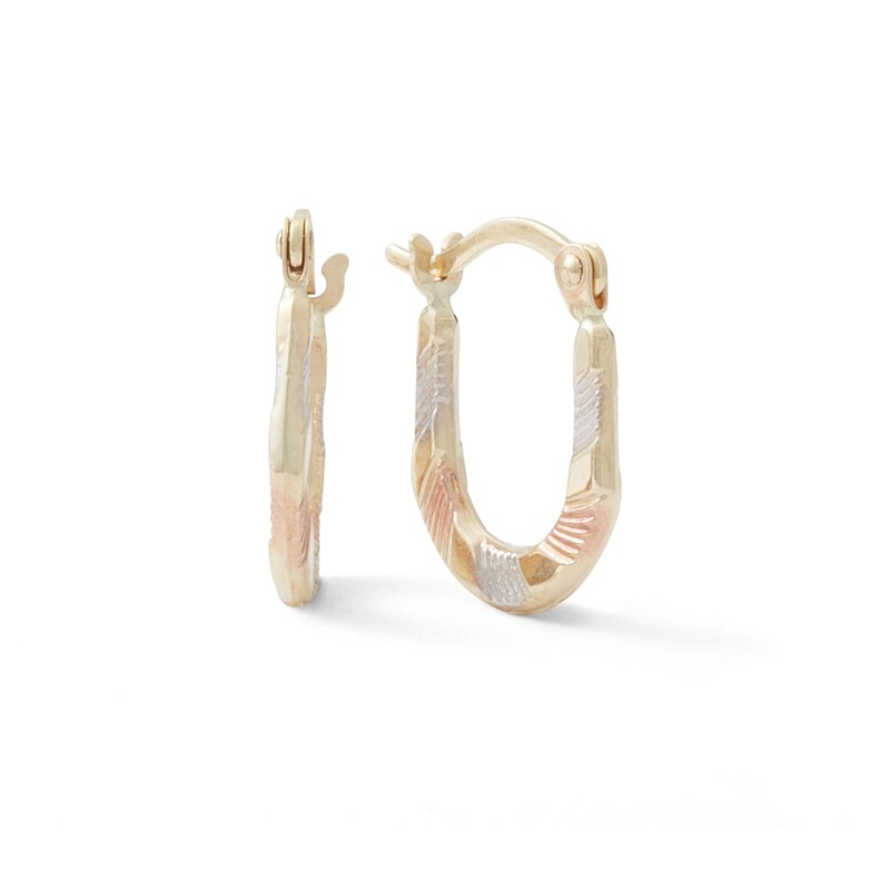 Diamond-Cut Small Hoop Earrings in 10K Tri-Tone Gold