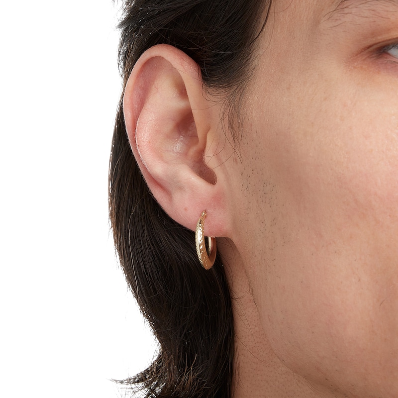 Main Image 2 of Diamond-Cut Hoop Earrings in 10K Gold