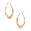 Thumbnail Image 1 of Hexagon Hoop Earrings in 10K Tri-Tone Gold