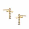 Child's Cubic Zirconia Cross Stud Earrings set in 10K Gold