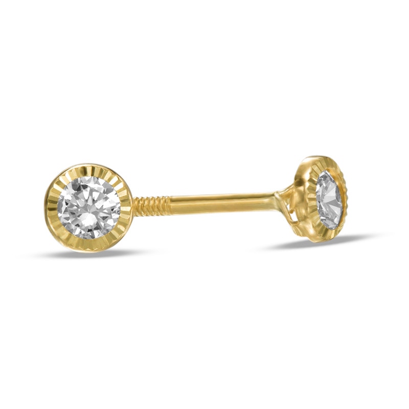 Child's 3mm Cubic Zirconia Solitaire Stud Earrings in 10K Gold