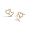 Thumbnail Image 0 of Cubic Zirconia Offset Double Heart Stud Earrings in 10K Gold