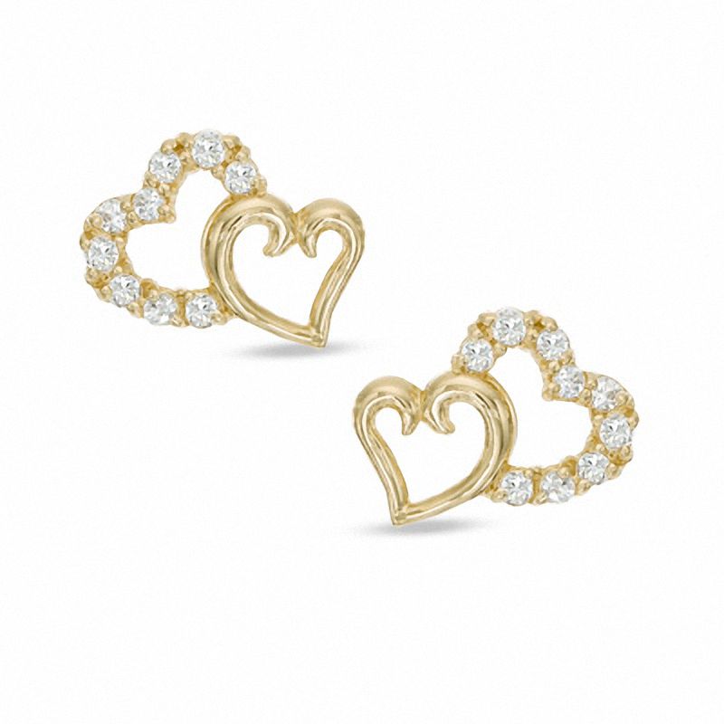 Double heart stud earrings discount