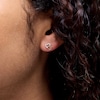 Thumbnail Image 1 of Cubic Zirconia Offset Double Heart Stud Earrings in 10K Gold