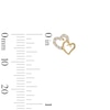 Thumbnail Image 5 of Cubic Zirconia Offset Double Heart Stud Earrings in 10K Gold