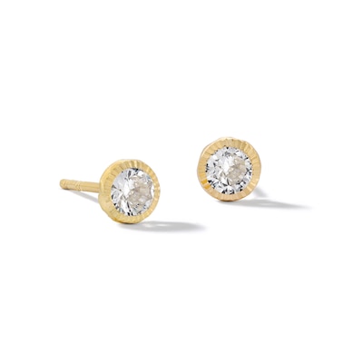 10K Gold CZ Round Bezel Studs