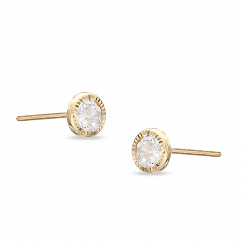 Child's 4mm Cubic Zirconia Stud Earrings in 10K Gold