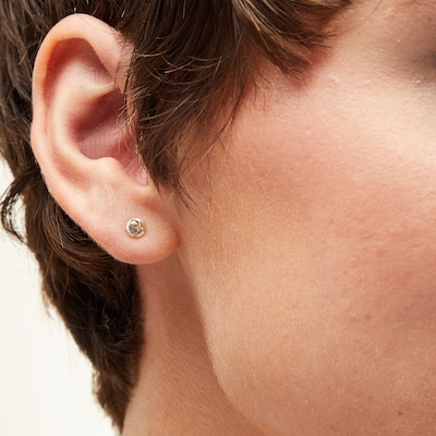 10K Gold CZ Round Bezel Studs