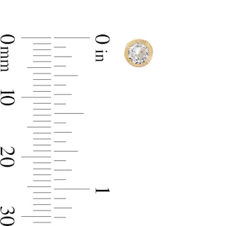 10K Gold CZ Round Bezel Studs