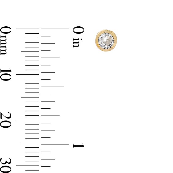 10K Gold CZ Round Bezel Studs