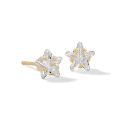 6mm Star-Shaped Cubic Zirconia Stud Earrings in 10K Gold