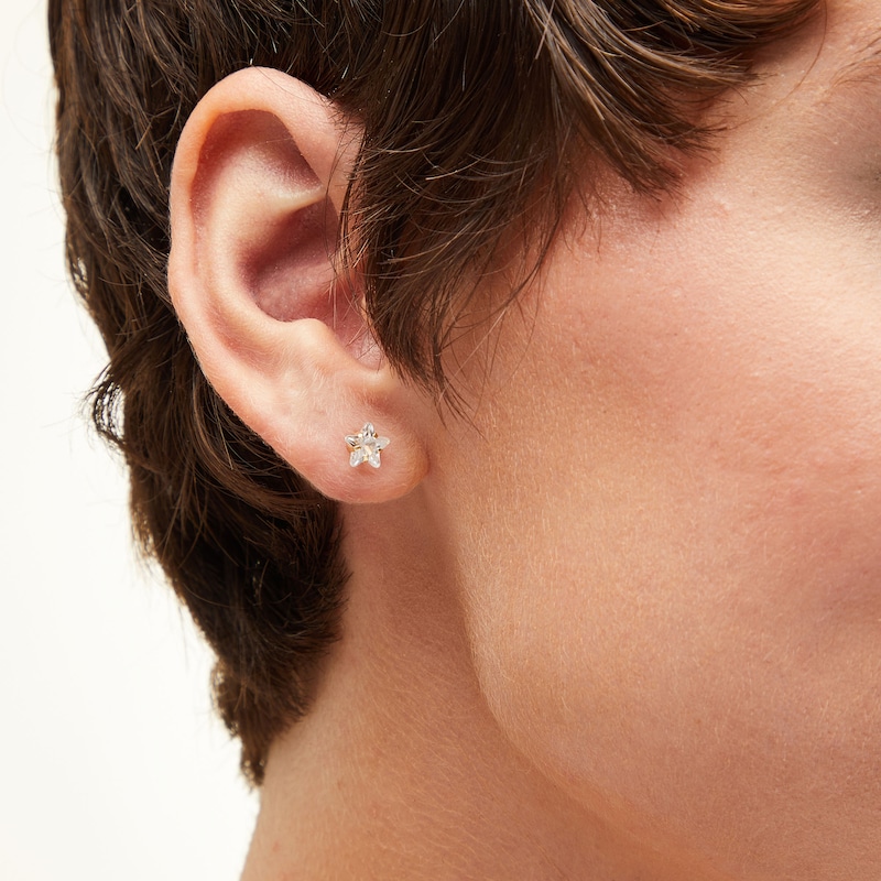 6mm Star-Shaped Cubic Zirconia Stud Earrings in 10K Gold