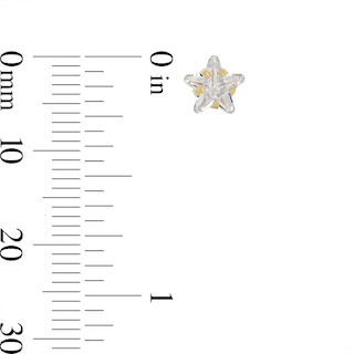 6mm Star-Shaped Cubic Zirconia Stud Earrings in 10K Gold