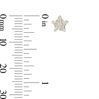6mm Star-Shaped Cubic Zirconia Stud Earrings in 10K Gold