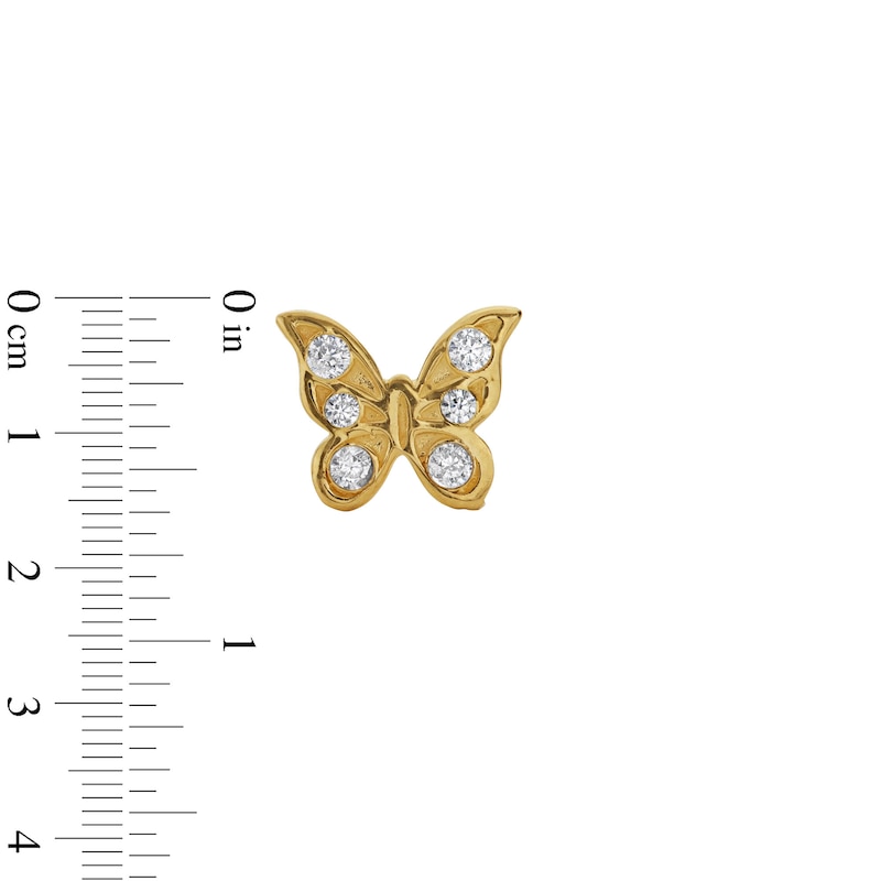 Cubic Zirconia Butterfly Stud Earrings in 10K Gold