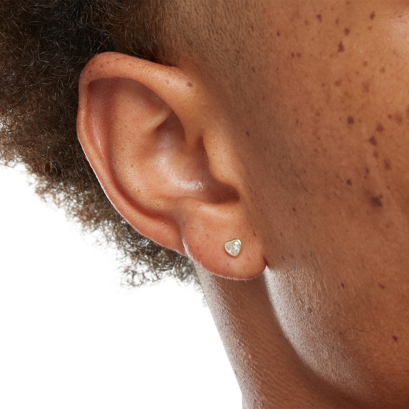 Main Image 3 of 10K Gold CZ Heart-Shaped Bezel Studs