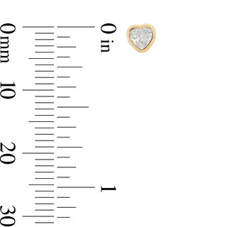 10K Gold CZ Heart-Shaped Bezel Studs