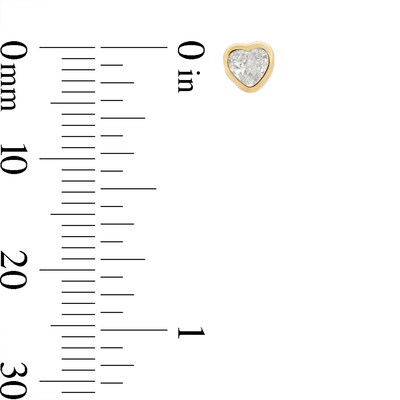 10K Gold CZ Heart-Shaped Bezel Studs