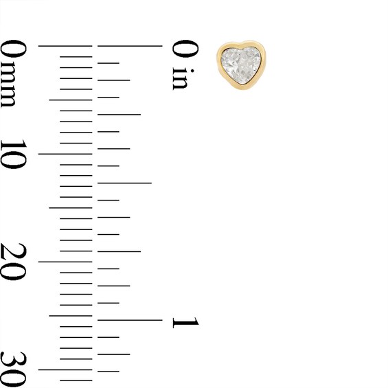 10K Gold CZ Heart-Shaped Bezel Studs