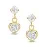 Thumbnail Image 1 of 4mm Heart-Shaped Cubic Zirconia Drop Earrings in 10K Gold