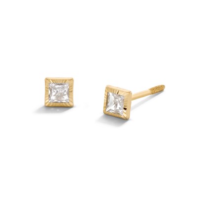 Child's 3mm Princess-Cut Cubic Zirconia Stud Earrings in 10K Gold