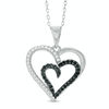 Thumbnail Image 1 of Black and White Cubic Zirconia Double Heart Pendant in Sterling Silver
