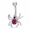 Thumbnail Image 1 of 014 Gauge Spider Belly Button Ring with Black Crystals in Stainless Steel