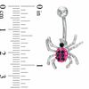 Thumbnail Image 2 of 014 Gauge Spider Belly Button Ring with Black Crystals in Stainless Steel