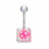 Thumbnail Image 1 of 014 Gauge Pink Ball with Stars Belly Button Ring in Stainless Steel