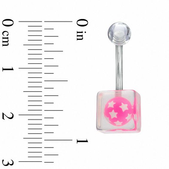 014 Gauge Pink Ball with Stars Belly Button Ring in Stainless Steel