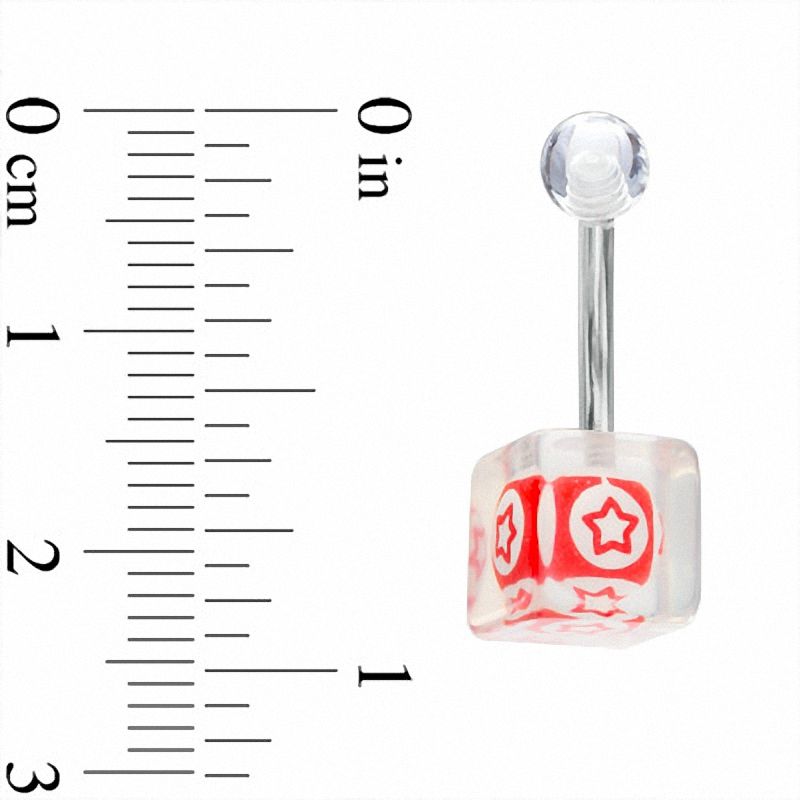 Main Image 2 of 014 Gauge Red Ball with Stars Belly Button Ring in Stainless Steel