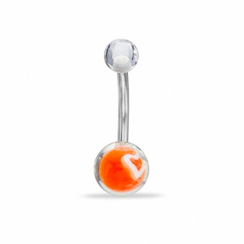 Main Image 1 of 014 Gauge Neon Heart Belly Button Ring in Stainless Steel