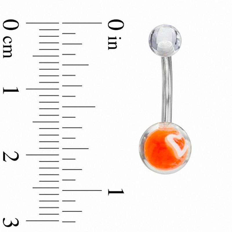 Main Image 2 of 014 Gauge Neon Heart Belly Button Ring in Stainless Steel