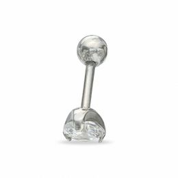016 Gauge Barbell with Cubic Zirconia in Stainless Steel