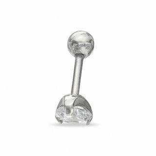016 Gauge Barbell with Cubic Zirconia in Stainless Steel