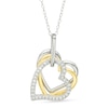 Thumbnail Image 1 of Cubic Zirconia Layered Hearts Pendant in Sterling Silver and 18K Gold Plate